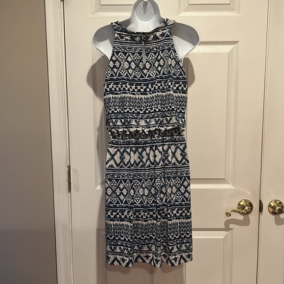 Donna Ricco halter Blue/Grey Blouson Dress Sz 8 - Picture 6 of 9